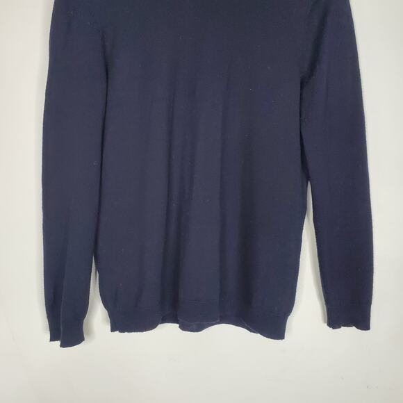 Sézane Jacob Jumper Sweater Navy Blue Merino Wool High Neck Buttons Size Small - Picture 6 of 11